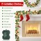 2 Pack Pre-Lit Christmas Garland with Lights, 5.7FT 20LED Battery Operated Lighted Garland Xmas Decor with PineCones Bell Berry Holly Leaves, Light Up Garland for Mantle Fireplace Stair Indoor Outdoor